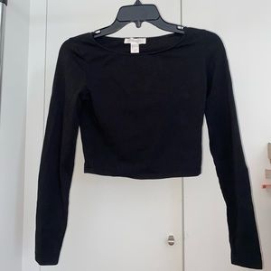 Forever 21 Black Long Sleeve Cropped Top